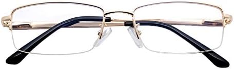 Mens Womens +3.50 Gold Color Reading Glasses Half Rim Readers Spectacles