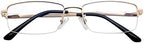 Mens Womens +3.00 Gold Color Reading Glasses Half Rim Readers Spectacles