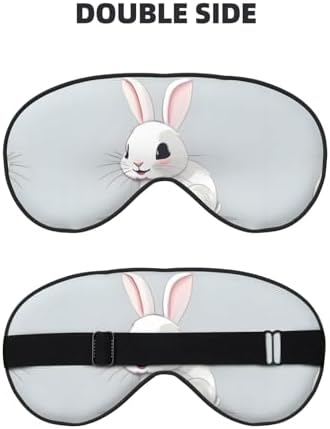 Cute White Rabbit Print Unisex Sleeping Eye Mask,Soft Comfortable Light-Blocking Eye Mask