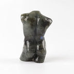3.45‘’ Natural Quartz Carving Male Model3.45'' Body Rose Crystal Labradorite Sculpture Energy Healing Stone Stand, Pocket Crystal Figurine Decoration (Labradorite)