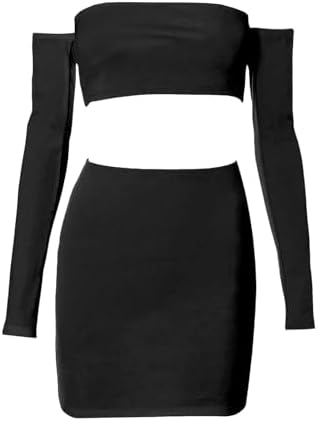 Women's Summer Two-Piece Skirt Sets Sexy Off Y2K Shoulders Top Going Out Short T-Shirt Sets Mini Dress Outfits DS294