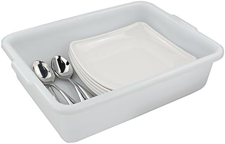 8 L White Small Bus Tub/Box, Small Rectangle Wash Basins, 4-Pack