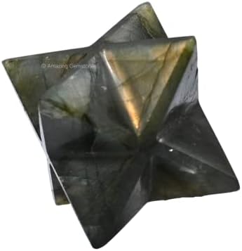 Amazing Gemstone Labradorite Merkaba Crystal - 0.75 Inches Metaphysical Merkaba Star for Meditation - Energetic Tetrahedron Crystal and Healing Stones for Spiritual Growth and Healing (15-20mm)