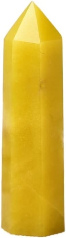AtkitS 1PC Natural Crystal Point Lemon Jade Stone Healing Obelisk Yellow Quartz Tower Ornament for Home Decor Energy Stone Pyramid Gift (Size : 50-60mm)