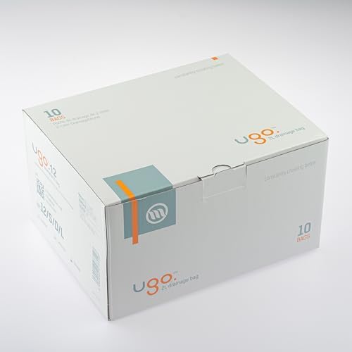 Ugo 2L Night Bags (x10) – Urine Drainage Bags/Catheter Night Bags, T Tap or Lever Tap with Kink Free Connection (Pack of 10) (Ugo 12 - Lever Tap (Continuous Drainage), Sterile)