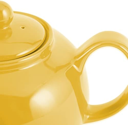 RSVP International Stoneware Teapot Collection, Microwave and Dishwasher Safe, 42 oz, Yellow