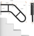 Handrails for Outdoor Steps ，22.8" Stair Railing Indoor1-3 Step, U-Shaped Safety Handrails for Kids, Elderly, Pregnant Women, Disabled(Upgraded U-Shaped handrail)