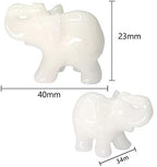 White Jade Elephant Gemstone Figurines Hand Carved Pocket Statue Healing Crystals Good Luck for Home Decor 1.5 inches