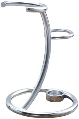 Razor Stand Holder Grooming Accessory Mustache Care Tool Multifunctional Men Beard Brush Stand Styling Art Shaving Brush Stand Bathroom(Silver)