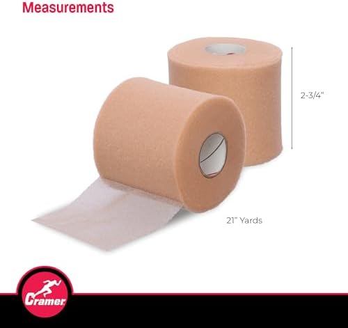 Cramer Tape Underwrap, Sports PreWrap for Athletic Ankle, Wrist, and Injury Taping Jobs, Hair Tie, Headband, Patella Support, Pre-Wrap Athletic Tape Supplies, 2.75" X 21 Yard Roll of Pre Wrap , Beige