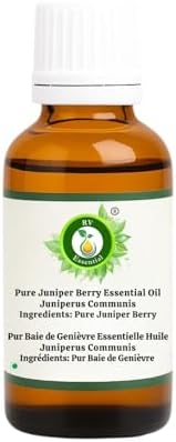 R V Essential Pure Juniper Berry Essential Oil 5ml (0.169oz)- Juniperus Communis (100% Pure and Natural Therapeutic Grade)