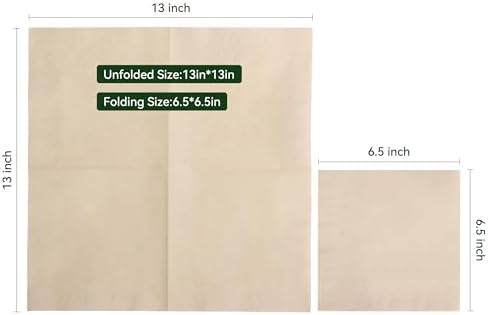 MORGIANA 100 Pcs Disposable Paper Napkins, Eco Napkins Biodegradable, Compostable Serviettes, Brown Cocktail Napkins for Party, Bar, Christma（33 * 33CM）