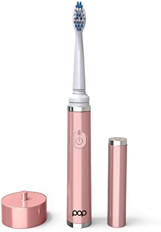 Pop Sonic The Ultimate Pro Toothbrush (Rose Gold) Bonus 2 Pack Replacement Head | Rechargeable Toothbrush w/Up to 40,000 Brush Strokes/Minute