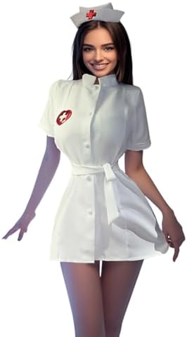 Sexy Nurse Costume Outfit for Women, Roleplay Lingerie Outfits for Cosplay, One Piece Lingerie Nurse Uniform