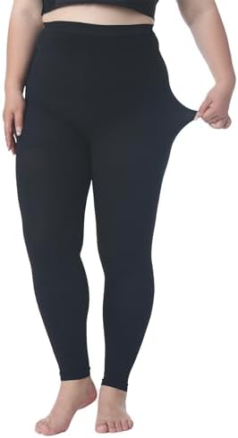 Plus Size 5XL Medical Compression Pantyhose for Women & Men, 15-20 mmHg Graduated Compression Leggings, Opaque Footless Waist High Compression Stockings for Edema, Varicose Veins, Flight, DVT, Black