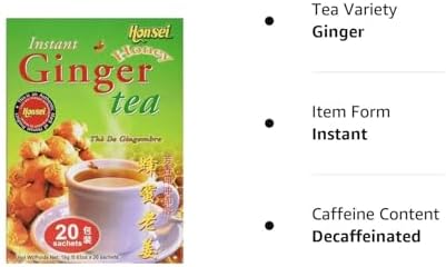Honsei Instant Ginger Honey Tea, 18 g/0.63 oz., 20 Sachets