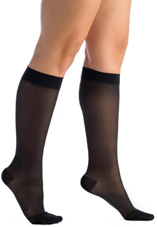 EvoNation Women’s Knee-High Graduated Compression Socks, 20-30 mmHg – Firm Pressure Sheer Socks, Support Stockings Hose