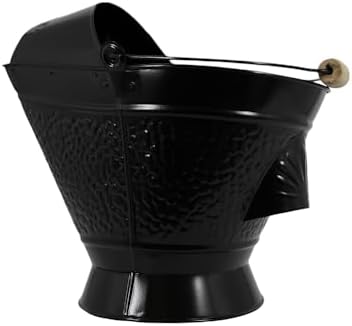 Coal Hod Bucket - Black - Decorative Appeal - for Fireplace & Pellet Stove Ashes - Easy Hopper Filling - Handle - Lightweight