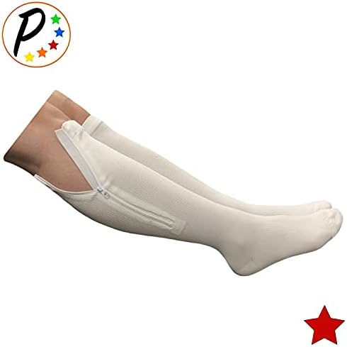 Presadee Original White 20-30 mmHg Firm Compression Leg Zipper Closed Toe Socks (3X-Large)