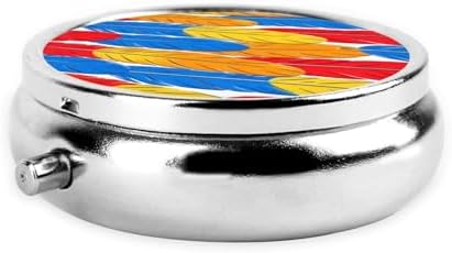 Colorful Feather Print Pill Box Portable Small Travel Pill Organizer
