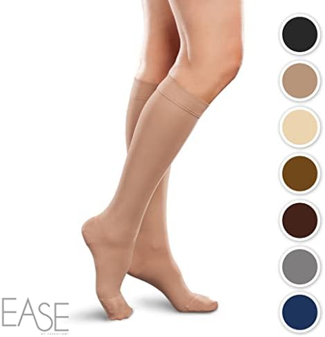 Ease Opaque Women's Knee High Support Stockings - Mild (15-20mmHg) Graduated Compression Nylons - Short and Long