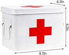 WUWEOT Metal First aid Box, Divided Medicine Tin First Aid Kit, Vintage Antique Empty Boxes with Lid and Removable Tray for Home Family Emergency Tool
