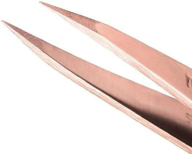 Tweezerman Rose Gold Petite Point and Slant Tweezer Set with Travel Case - Eyebrows for Women and Men