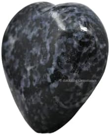 Indigo Gabbro Crystal Heart Palm Stone - Pocket Massage Worry Stone for Natural Body Chakra Balancing, Reiki Healing and Crystal Grid