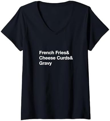Women's Poutine French Fries & Cheese Curds & Gravy V-Neck T-Shirt