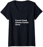 Women's Poutine French Fries & Cheese Curds & Gravy V-Neck T-Shirt