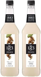 1883 Maison Routin Almond Syrup, Made in France, Silky Almond Flavor, Vegan, Gluten-Free, Kosher, Non-GMO, 2 Count of 1 Liter Bottles