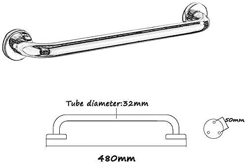 Safety Grab Bar,Shower Thick Stainless Steel Support Handrail Safety Anti-Slip Assist Grab Bar Bathtubs and Showers Wall Mount Grip Disabled Elderly Children/Silver/48Cm
