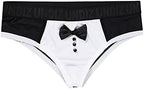 ACSUSS 3Pcs Set Mens Waiter Cosplay Suit Sexy Tuxedo G-String Thong Underwear with Bow Tie Collar Bracelets