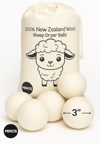Natural Wool Dryer Balls | Reusable Natural Fabric Softener | Reduces Wrinkles & Drying Time | Large Dryer Balls is a Better Alternative to Plastic Balls and Liquid Softener| Saves Energy (Pack of 6)