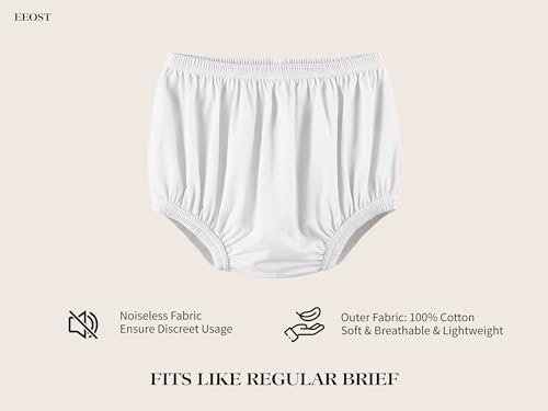 Adult Diaper Cover for Incontinence Noiseless Leak-Protection Underwear Plastic Pants Over Diapers Waterproof Rubber Pants (White, Large)