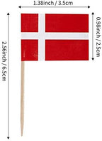 JAVD CYPS 100 Pcs Denmark Flag Danish Toothpick Flags, Small Mini Stick Cupcake Toppers Danish Flags,Country Picks Party Decoration Celebration Cocktail Food Bar Cake Flags