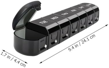 Didiseaon Weekly Medicine Organizer Portable Detachable 7-Compartment Pill Box Black Travel Case and Medication Storage