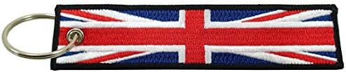 United Kingdom of Great Britain Union Jack Flag Key Chain, 100% Embroidered