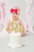 6 Months Cake Topper - Golden Glitter 1/2 Birthday Cake Decorations, Perfect for Baby Shower/Gender Reveal Party/Baby Party Photo Booth Props(6 Months Sign)