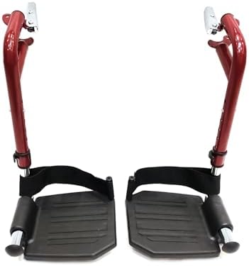 Wheelchair footrest Red Replacement,Economy Footrest for Wheelchairs and Transport Chair, Composite Footplates and Heel Loops,Universal Swing-Away Footrests, T93HEP, PH-SF(1 Pr, Red)