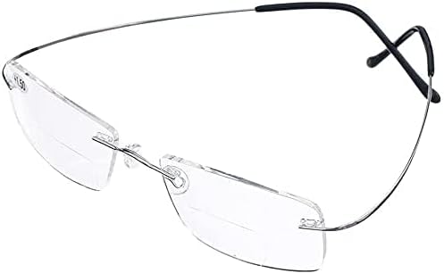 Jcerki Super Light Titanium alloy Bifocal Reading Glasses Men Women Fashion Rimless Reading Eyeglasses + Eyewear Case