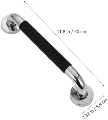 304 Stainless Steel Non-Slip Toilet and Shower Handrail Grab Bars with Silicone Grip, 25-30cm Black, 2pcs Bathroom Safety Handrails for Elderly and Disabled Users