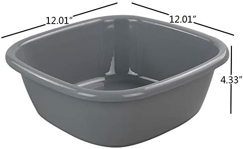 Idotry 4-Pack Baby Small Wash Basin, Gray Plastic Square Dish Pan, 8 Quart
