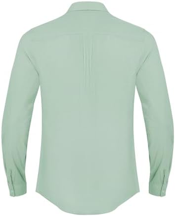 JEKAOYI Button Down Linen Shirts for Men Casual Long Sleeve Regular Fit Cotton Beach Shirts with Pocket