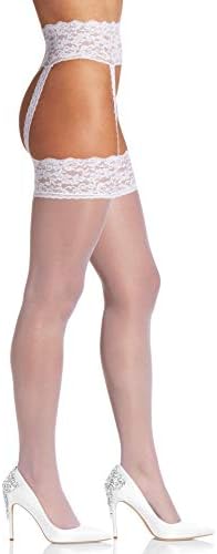 Berkshire 4909 Women's Lace Garter Stockings – 20 Denier Sheer Thigh High Hosiery with Stretch Lace Waist & Sandalfoot Toe