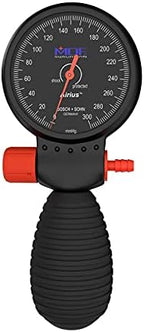 MDF Instruments, Airius Palm Aneroid Sphygmomanometer - German Made Professional Blood Pressure Monitor with Adult Sized Cuff Included - Lifetime Calibration - Black/White (MDF848AR-11)