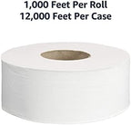AmazonCommercial 2-Ply White Jumbo Roll Toilet Paper, 9 in, Septic Safe, Compatible with Universal Dispensers, FSC Certified, 1000 Feet Per Roll (Pack of 12)
