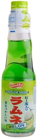 Shirakiku Ramune Drink, Melon, Carbonated Marble Soft Drink of Japan 6.76 oz (Pack of 6)