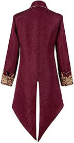 Men's Medieval Tailcoat Jacket Embroidery Vintage Gothic Steampunk Tuxedo