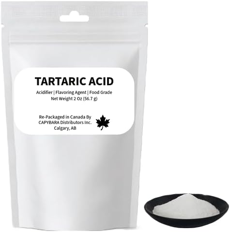 Tartaric Acid Food Grade - 2 Oz (56.7 g) - Used In Making Wine Cider Mead Beer Baking - Sold by CAPYBARA Distributors Inc.